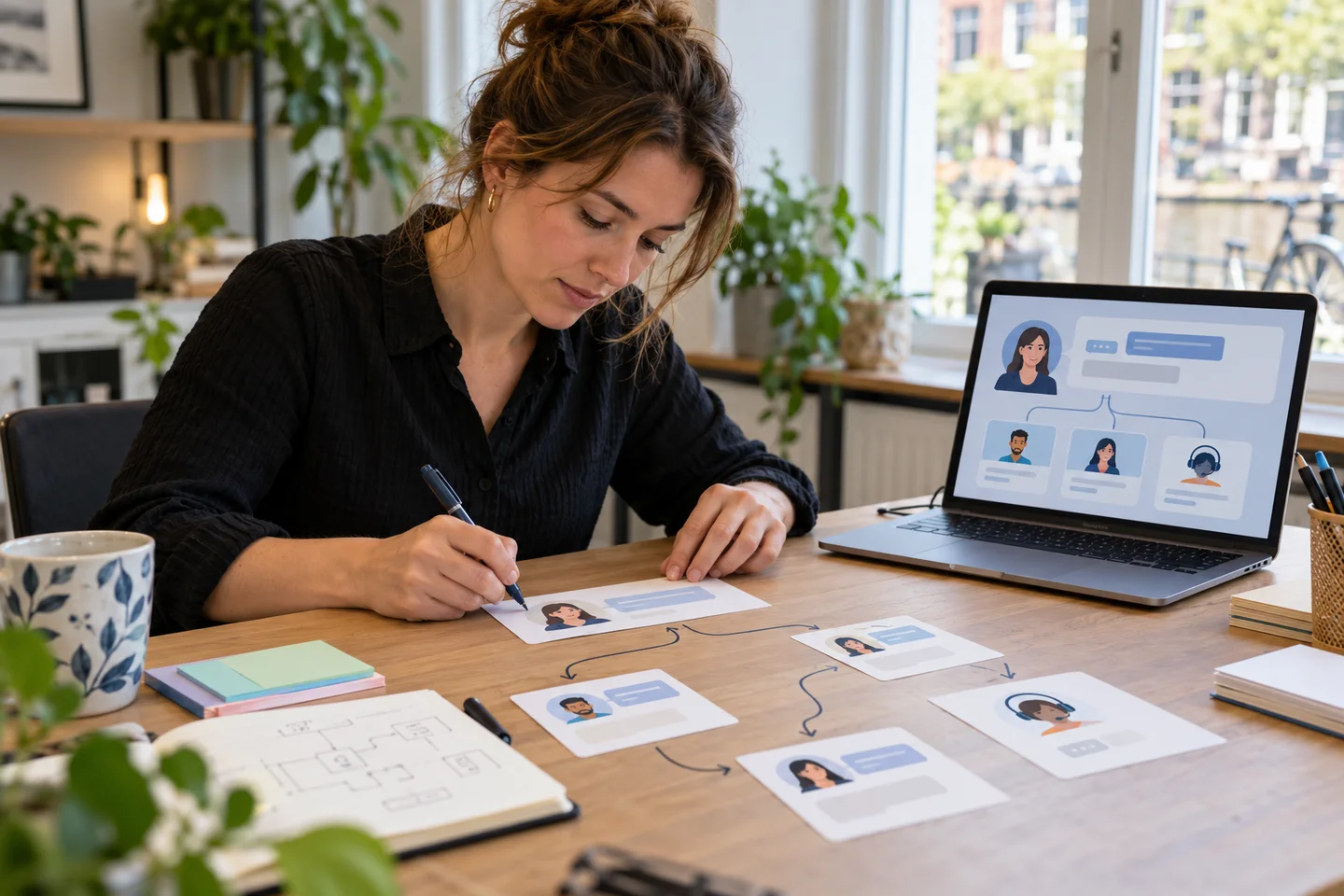 Ontwerper maakt keuzes voor een oefengesprek